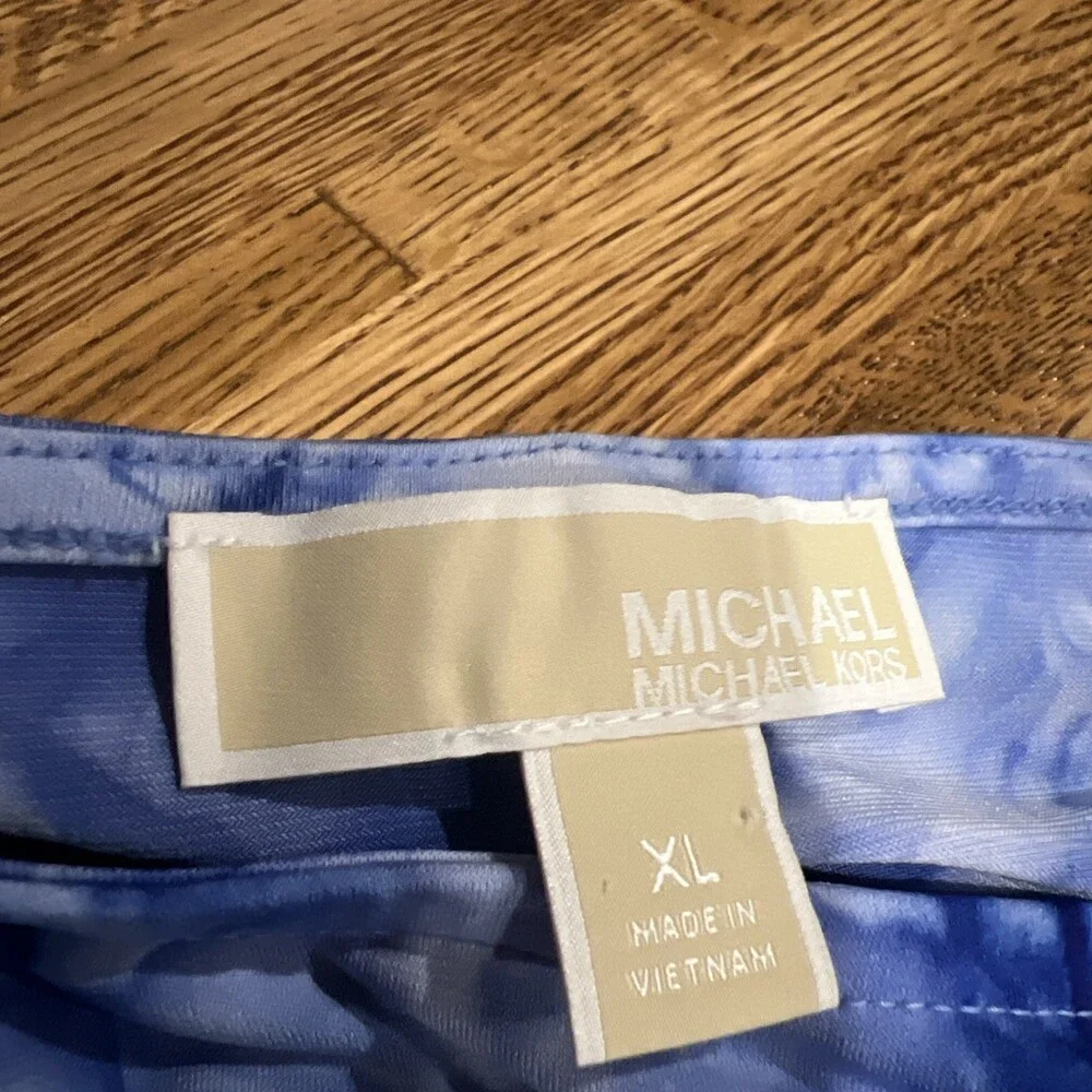 Michael Kors Tie Dye Summer Dress Women's XL Blue Ruffle Hem Sleeveless Y2K